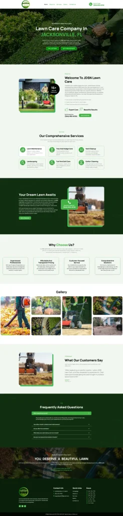 JDSN Lawn Care landscaping company website design