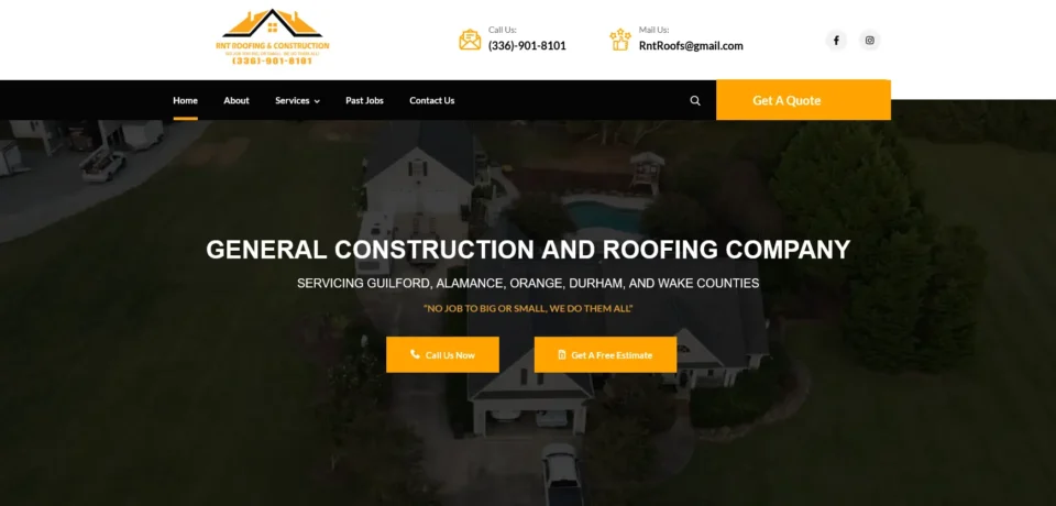 RNT Roofing website design