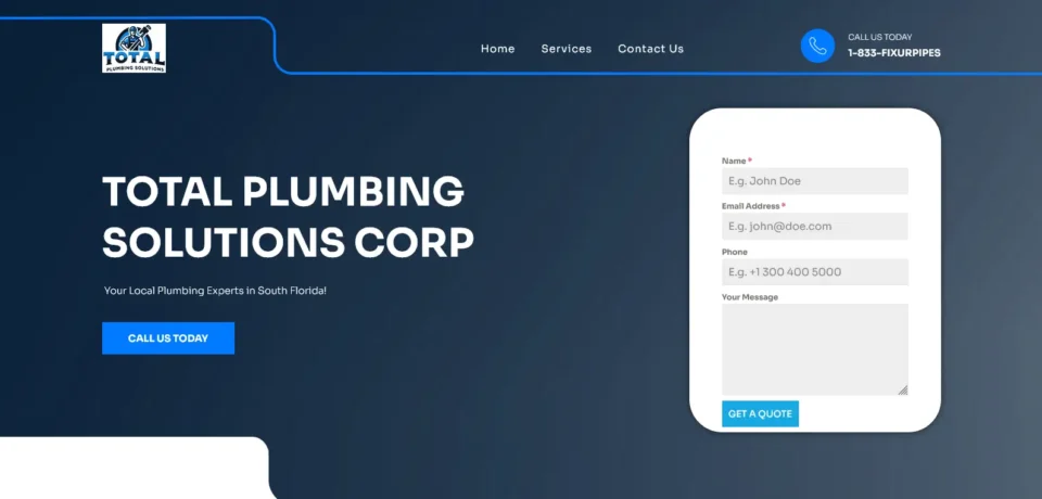 Total Plumbing Solutions website design 1