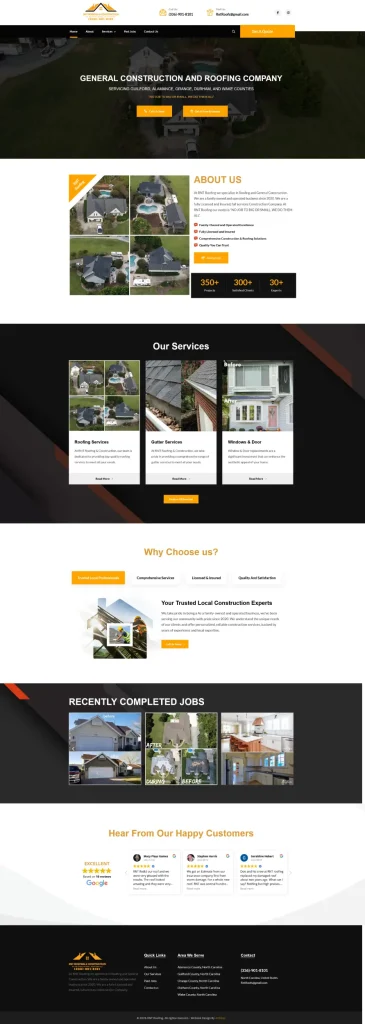 rnt roofing constrcution website design by 49sites